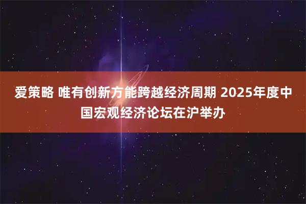 爱策略 唯有创新方能跨越经济周期 2025年度中国宏观经济论坛在沪举办
