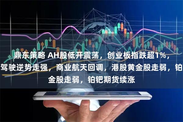 鼎东策略 AH股低开震荡，创业板指跌超1%，消费、智能驾驶逆势走强，商业航天回调，港股黄金股走弱，铂钯期货续涨